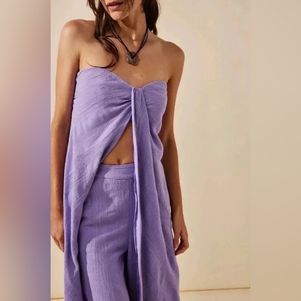 Free People XS Chic Lavender Strapless Top and Pant - Sold as Set - Never Worn